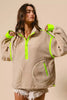 BiBi Contrast Edge Half Zip Up Sherpa Jacket by FitiqueFit