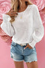 White Eyelet Embroidered Smocked Cuffs Blouse by Wild and Free Boutique
