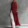Women's Sleeveless Loose Contrast Color Dress with Pockets by FitiqueFit