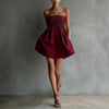 Women's Strapless Tube Mini Dress – Solid Color Elastic Waist by FitiqueFit