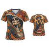 Lady's Mexican Día de los Muertos Skull La Catrina V-Neck Shirt – Day of the Dead Heritage Graphic Tee