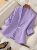 Women's Three-Quarter Sleeve Single-Button Casual Blazer by FitiqueFit