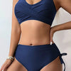 Bikini Twist Front V Neck High Waist 2 Piece Bikini Set for Women – Stretchy Tie Back Swimsuit with Drawstring Lace Up and Comfortable Fit – Trendy Solid Color Swimwear for Beach Days Pool Parties and Summer Vacations by Stevvex