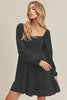 Ruffled Comfortable Hem Square Neck Balloon Sleeve Mini Dress For Women – Trendy, Romantic and Playful Style for Any Occasion by Stevvex