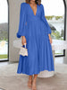 Lightweight Deep V-Neck Balloon Sleeve Maxi Dress Elegant & Flowing Silhouette Unique Dress by Stevvex