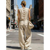 Women's Sleeveless Cardigan Top & Pants Two-Piece Set by FitiqueFit