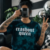 Teal Crashout queen embroidered tie dye T-shirt by Madness & Mayhem LLC