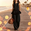 Women's Sleeveless Pleated Vest & Wide Leg Pants Set – Streetwear by FitiqueFit