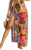 Sheer Chiffon High-Slit Swim Cover-Up Dress – Floral Print, One Size by FitiqueFit