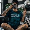 Teal off the rails embroidered tie dye T-shirt by Madness & Mayhem LLC