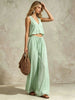 Women's V-Neck Sleeveless Camisole Top & Wide Leg Pants Set by FitiqueFit