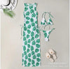 Women's Solid Color Three-Piece Bikini Set with Maxi Dress Cover-Up by FitiqueFit