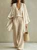 Women's 3-Piece Cardigan, Sleeveless Vest & Wide Leg Pants Set by FitiqueFit