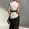 Women's Lace-Up Sleeveless Top & Wide-Leg Pants Two-Piece Set – White by FitiqueFit