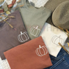 Pumpkin Outline Embroidered Comfort Colors Tee – Simple Minimal Fall Crewneck T-Shirt by Dog Mom Hat