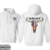 Ariat Hoodie – American Flag Bull Skull Western Cowboy Pullover, Patriotic & Rustic Outdoors Apparel, Unisex