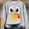 Women's Casual Thanksgiving Turkey Print Pullover Sweater by Dog Mom Hat
