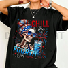"Chill The Fourth Out" Patriotic Skeleton T-Shirt by Dog Mom Hat