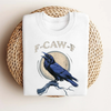 "F-Caw-F" Crow & Raven Graphic T-Shirt – Funny Bird Design, Soft Loose Fit Streetwear, Gothic Lettering by Dog Mom Hat