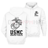 USMC Semper Fidelis Marine Corps Hoodie – Classic USMC 250th Eagle Globe Anchor Pullover by Dog Mom Hat
