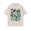 FLUTTER Vintage Wash Graphic Tee – Retro Butterfly Botanical T-Shirt, Vintage Acid Washed Lightweight Cotton Unisex Streetwear Top
