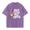 Half Teacher Half Coffee T-Shirt – Funny School Educator Graphic Tee, Vintage Washed Caffeine Lover Lightweight Cotton Teacher Gift Top