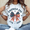 America 250 Stars and Stripes Bow T-Shirt – Coquette Patriotic Graphic Tee by Dog Mom Hat