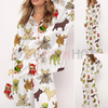 Christmas French Bulldog Satin Pajama Set For Women – Comfy Satin Sleepwear & Loungewear Pjs by Dog Mom Hat