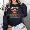 Christmas Lights Cow Sweatshirt | Funny Highland Cow Shirt | Festive Animal Crewneck | Cute Xmas Farm Gift Jumper