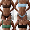 Bikinis Solid Push Up Padded Bikini Set Women Tie Side Bottom Padded Top Triangle Bikini String Bathing Suit Two Piece Swimsuit New High Waist Side Tie Swimsuit Female Swimwear Women Bather by Stevvex