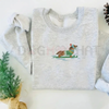 Dachshund on Skis Embroidered Sweatshirt – Funny Christmas Dog Crewneck by Dog Mom Hat