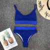 Women Bikini Sets Solid Color Ruffled Swimwear Bathing Suits 2 Piece Split Push Up Bandage Beachwear Women's Bikini Scoop Neck Straps Cutout Crop Top Lace Up Bottom Comfortable Two Piece Swimsuits by Stevvex
