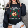 "All I Want For Christmas Is" Retro Country Music Sweatshirt by Dog Mom Hat
