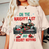 On The Naughty List And I Regret Nothing" Christmas Shirt – Team Naughty Sweater, Festive Holiday Movies Tee by Dog Mom Hat