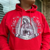 Red Virgen Mary Hoodie – Bold Religious Statement Apparel by Dog Mom Hat