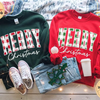 Merry Christmas Sweatshirt – Buffalo Plaid Sweater by Dog Mom Hat