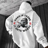 "Hang In There It Gets Worse" Monkey Hoodie – Sarcastic Nihilist Humor Pullover, Funny Nihilism Ape Graphic, Unisex