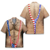 American Flag Funny Hawaiian Shirt – Patriotic Chest Hair Illusion Aloha Shirt for Men, 4th of July Button Up