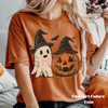 Cozy Floral Patchwork Ghost Shirt – Vintage Spooky Aesthetic Tee by Dog Mom Hat