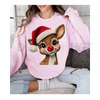 Cozy Reindeer & Santa Hat Christmas Sweatshirt by Dog Mom Hat