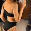 Modern Design Bikini Set One Shoulder Women's Swimsuits High Waist Bright Color Swimwear Women Rings Ribbed Bikinis Women's Ribbed O-Ring String Bikini Swimsuit Comfortable Swimwear by Stevvex