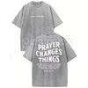 Prayer Change Things Vintage Washed T-Shirt – Christian Faith Graphic Tee, Lightweight Retro Cotton Streetwear