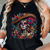 La Catrina T-Shirt - Unisex Día de Muertos Sugar Skull Tee, Elegant Day of the Dead Women's Graphic by Dog Mom Hat