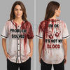 Unisex Horror Theme Graphic Baseball Jersey – Bloody Button-Front Short-Sleeve Halloween Costume Shirt