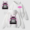 Peterbilt Pink Semi Truck 2side Hoodie – Vintage Orange Linework Semi Graphic by Dog Mom Hat