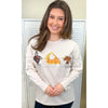 Thanksgiving Sparkle Boyfriend Long Sleeve T-Shirt - Oversized Holiday Glitter Tee, Festive Turkey Day Comfort Top, Unisex Autumn Graphic