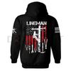 Patriotic Lineman USA Flag Work Hoodie by Dog Mom Hat