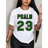 Women's Psalm 23 Jersey Premium T-Shirt – Bold Green Lettering, Soft Casual Crew Neck Tee by Dog Mom Hat