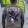 F*CK OFF Crow And Skull Print Men's T-shirt – Summer Medium Length Plain Beige Menswear Tops by Dog Mom Hat