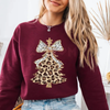 Cute Leopard Print Christmas Tree Crewneck – Women's Girly Holiday Sweatshirt by Dog Mom Hat